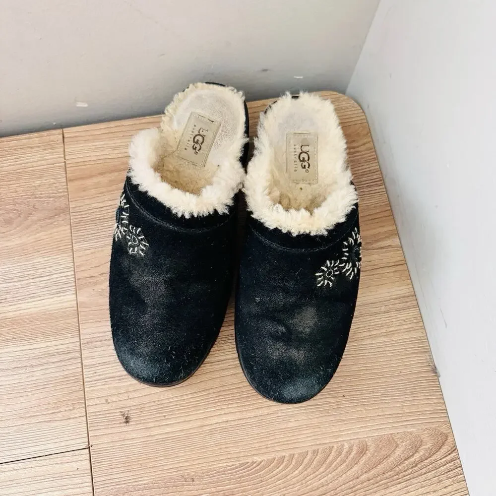 UGG Australia Solvang black suede Slipper mules Women’s Size 8